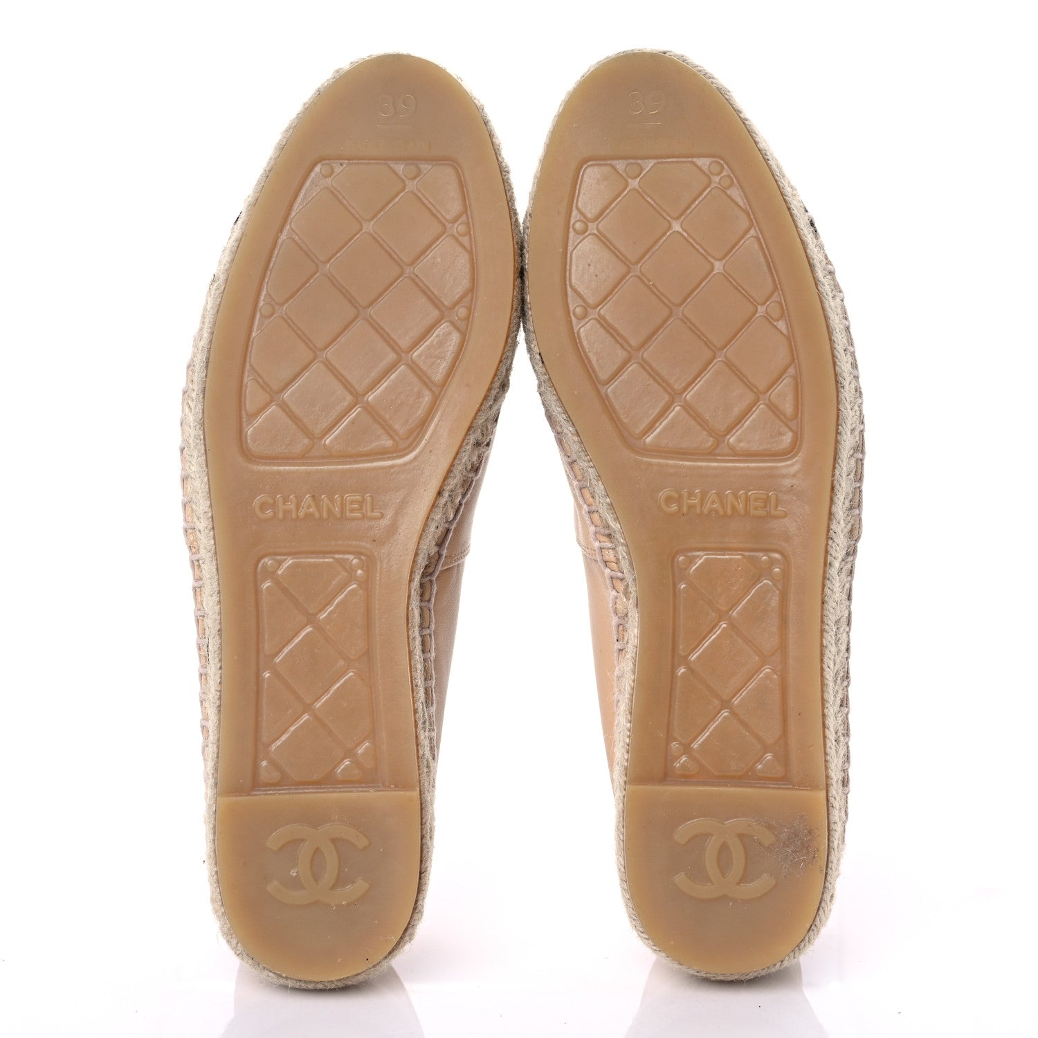 Chanel Lambskin CC Espadrilles 39 Beige Black 5 of 12
