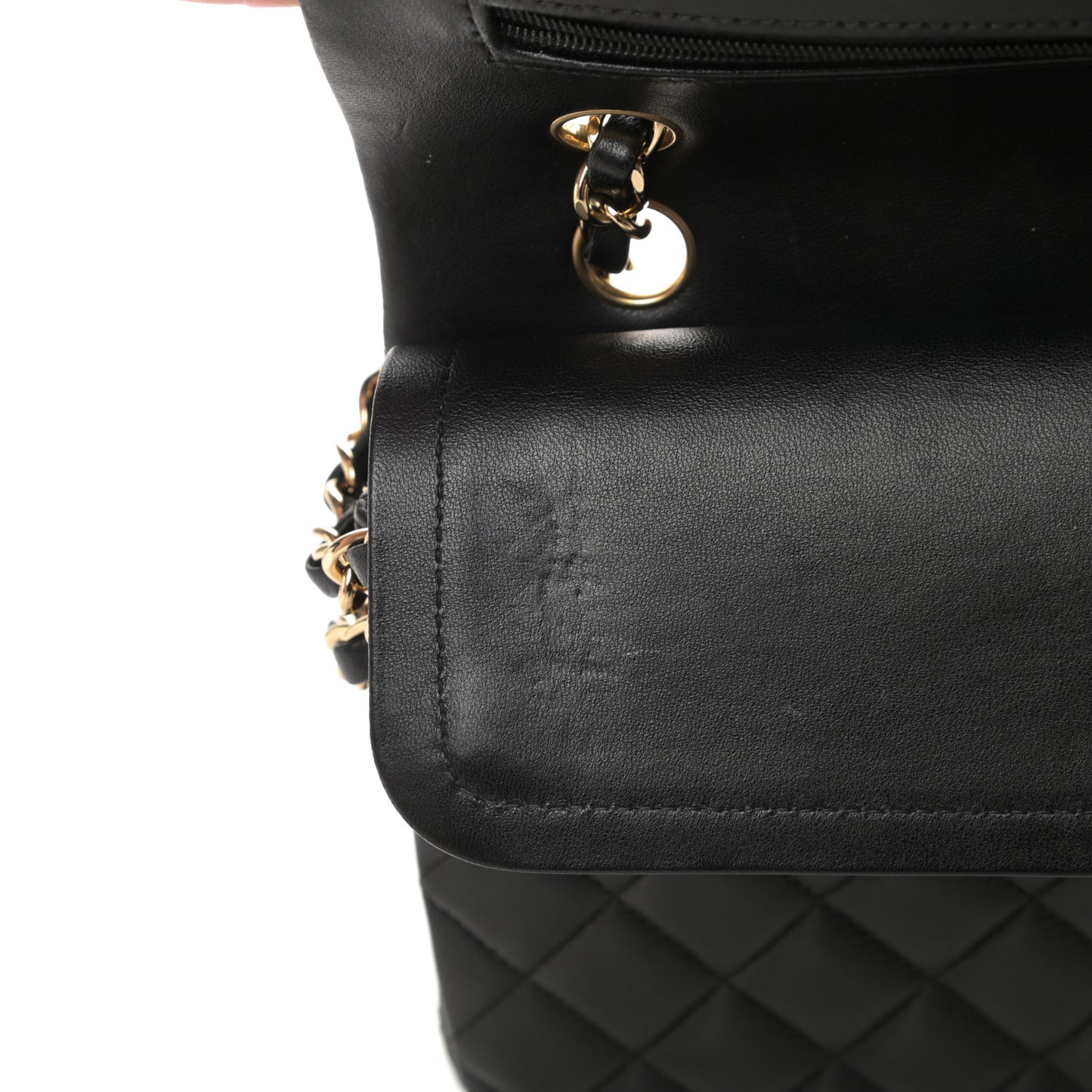 Lambskin Quilted Medium Double Flap Black