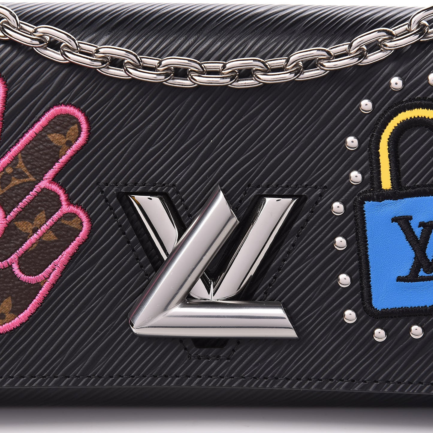 Epi LV Stories Twist Chain Wallet Black