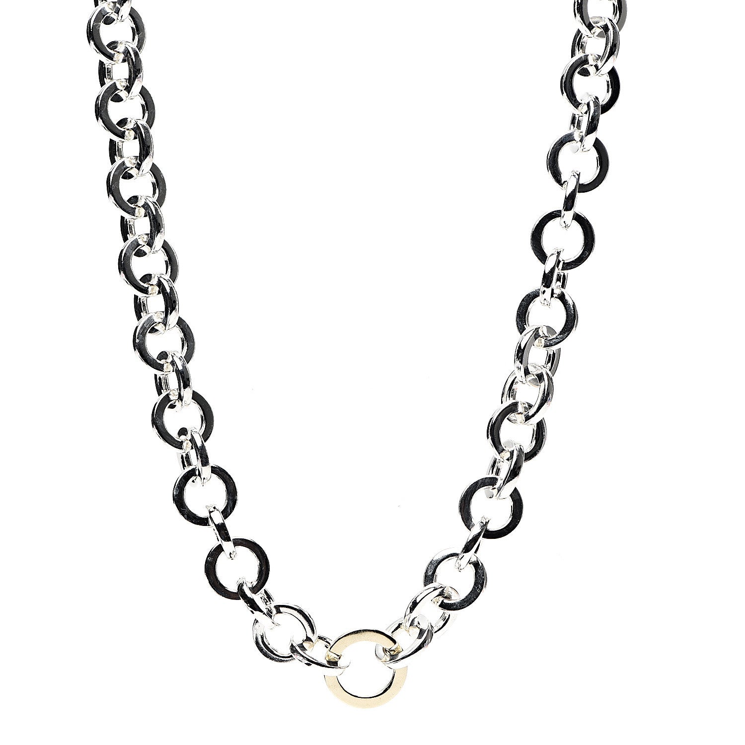 Tiffany Sterling Silver 18K Yellow Gold Circle Link Necklace 1 of 3