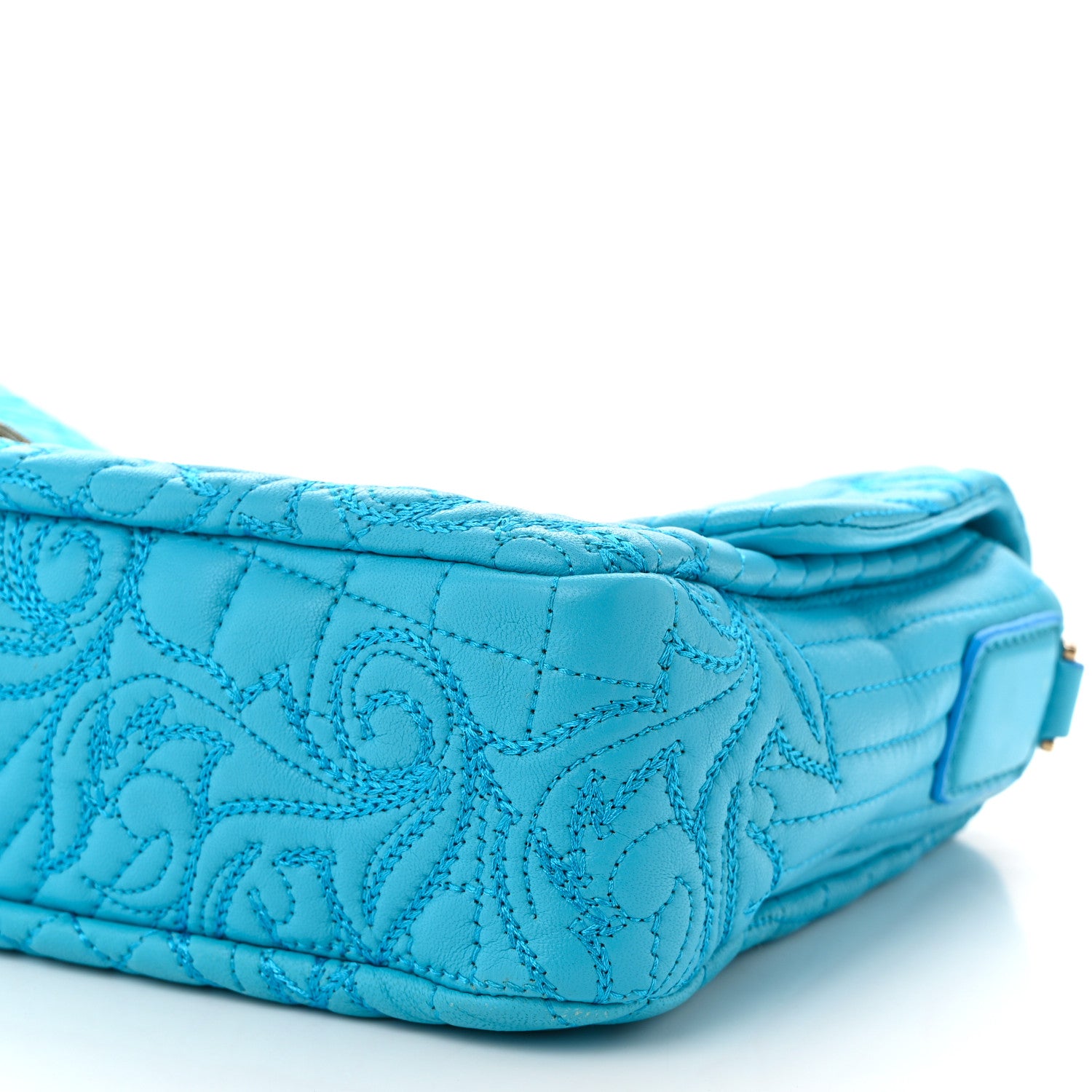 Versace Nappa Barocco Quilted Vanitas Medea Shoulder Bag Blue 9 of 10