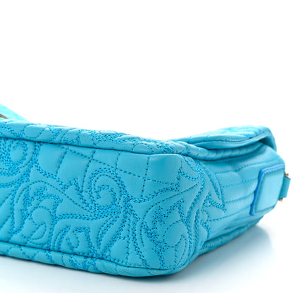 Versace Nappa Barocco Quilted Vanitas Medea Shoulder Bag Blue 9 of 10
