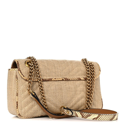 Gucci Raffia Elaphe Matelasse Small GG Marmont Shoulder Bag Natural Cream Brown 2 of 15