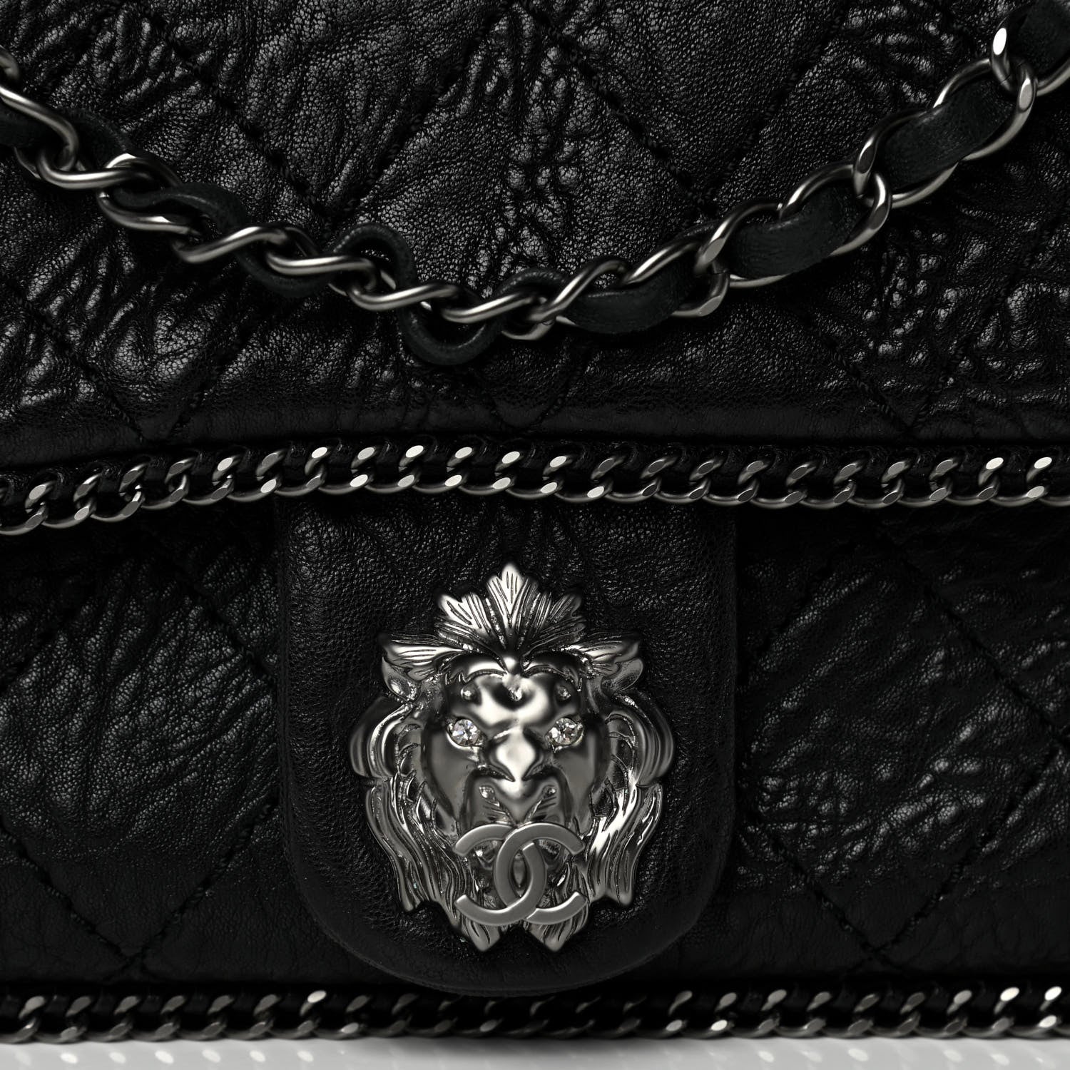 Chanel Distressed Lambskin Medium Leo Lion Flap Black 7 of 9