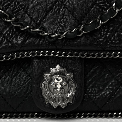 Chanel Distressed Lambskin Medium Leo Lion Flap Black 7 of 9