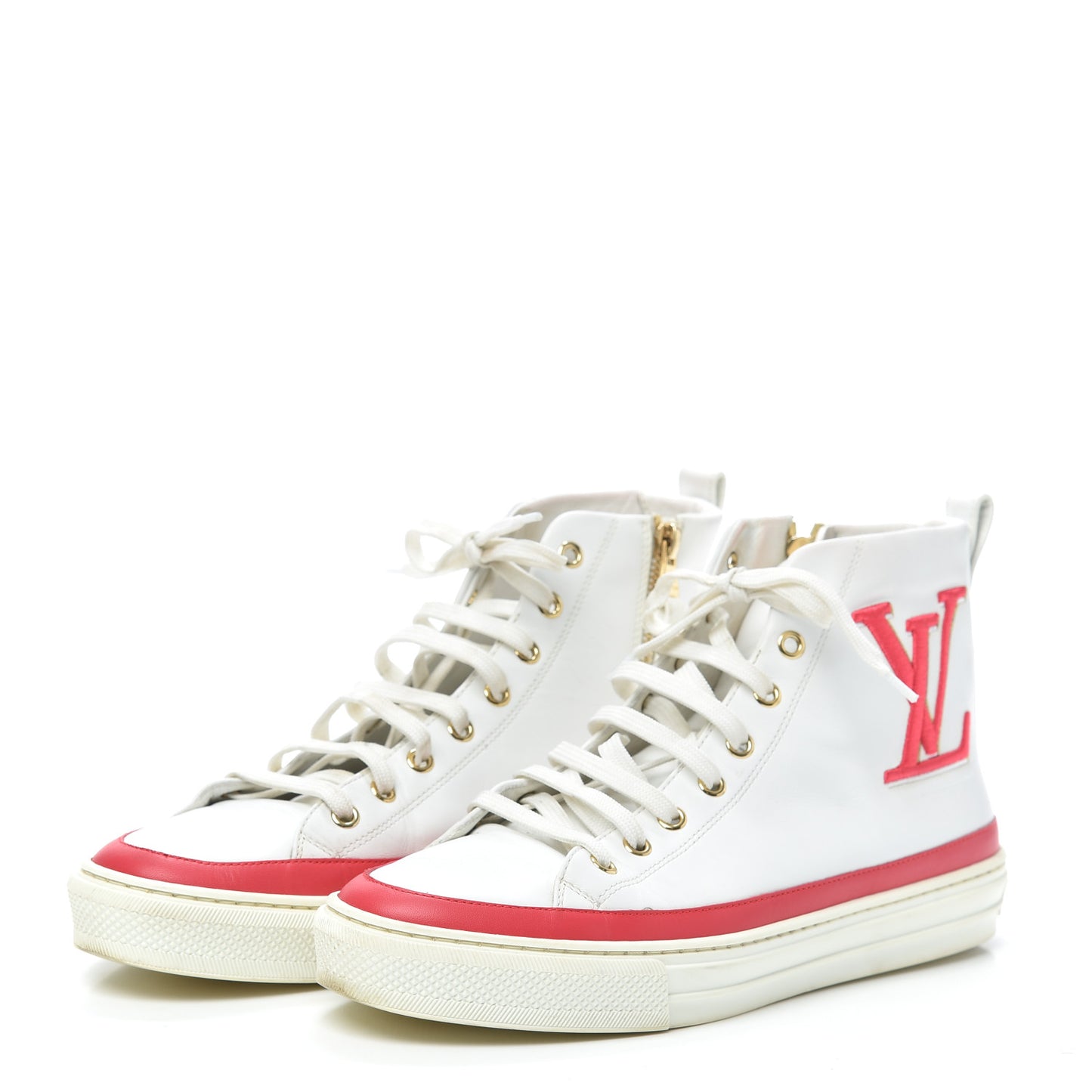 Calfskin LV Stellar Sneaker Boots 38 White Framboise