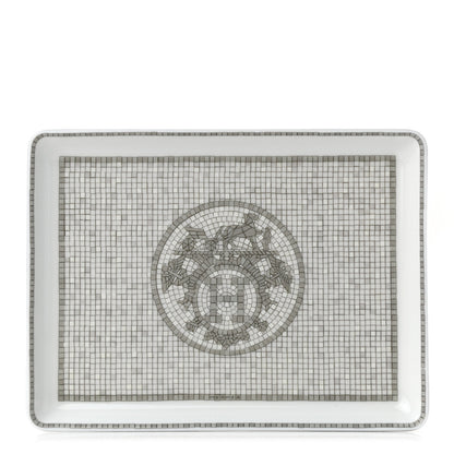 Hermes Porcelain Mosaique Au 24 Sushi Plate Platine 1 of 8