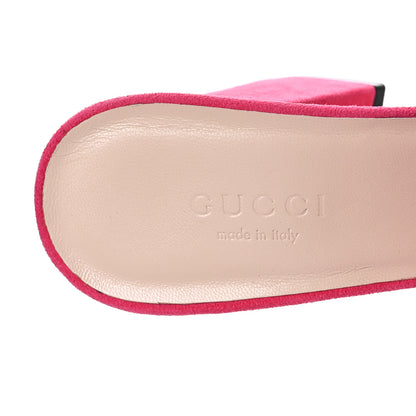 Gucci Kid Scamosciato GG Marmont Fringe 75mm Slide Sandals 36.5 Hot Pink 8 of 9