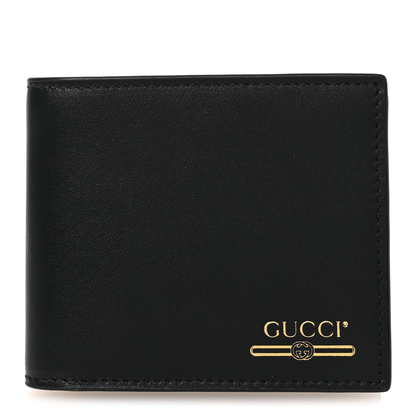 Plutone Calfskin Logo Bi-Fold Wallet Black