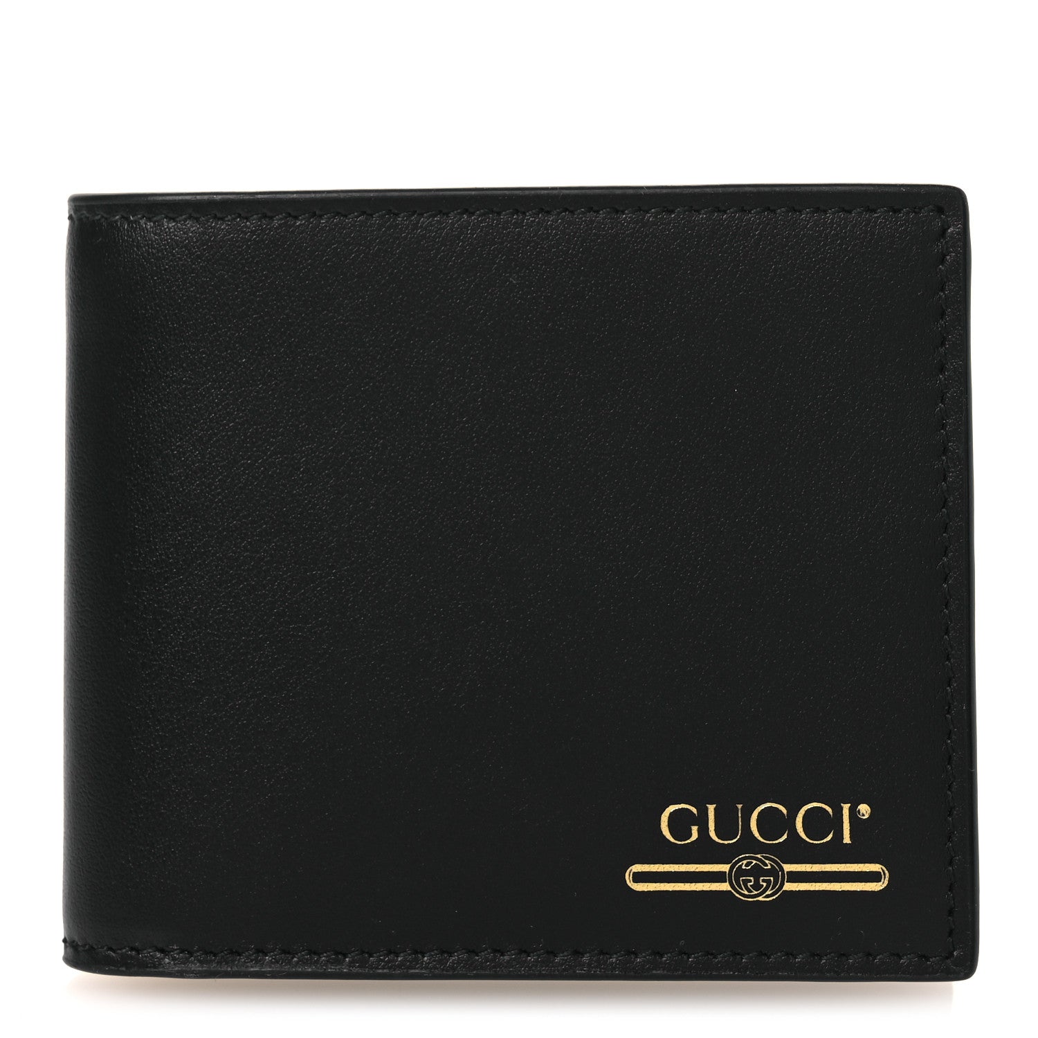 Gucci Plutone Calfskin Logo Bi-Fold Wallet Black 1 of 9