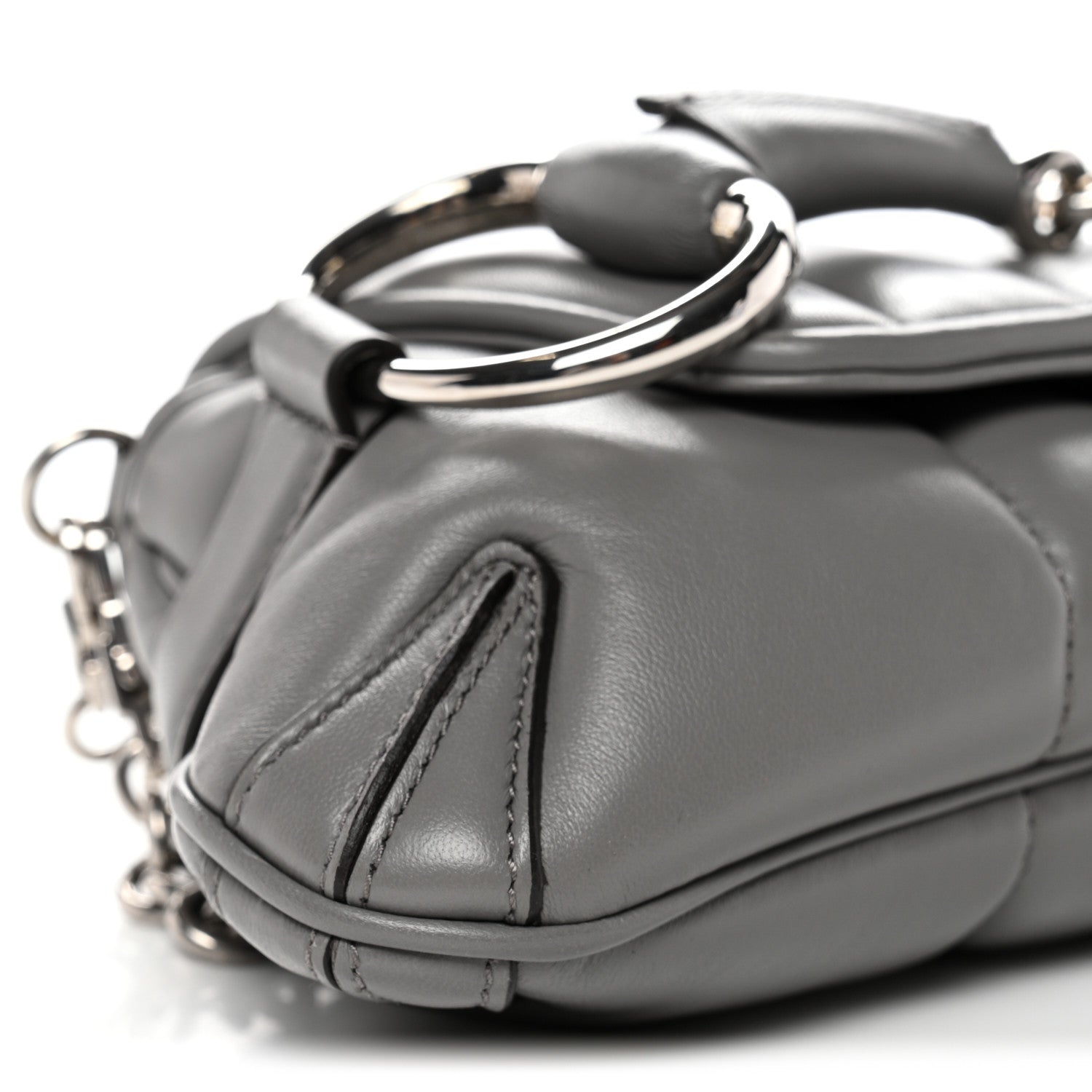 Gucci Nappa Vertical Matelasse Small Maxi Horsebit Chain Shoulder Bag Gray 9 of 10