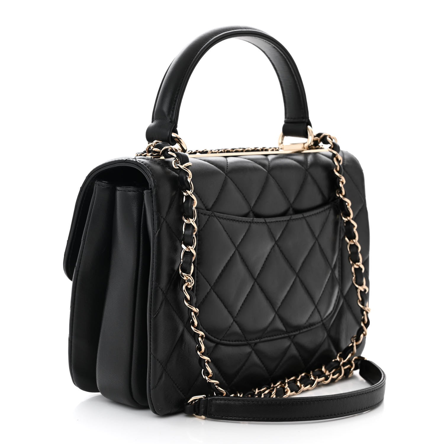 Chanel Lambskin Quilted Small Trendy CC Chain Dual Handle Flap Bag Black 3 of 12