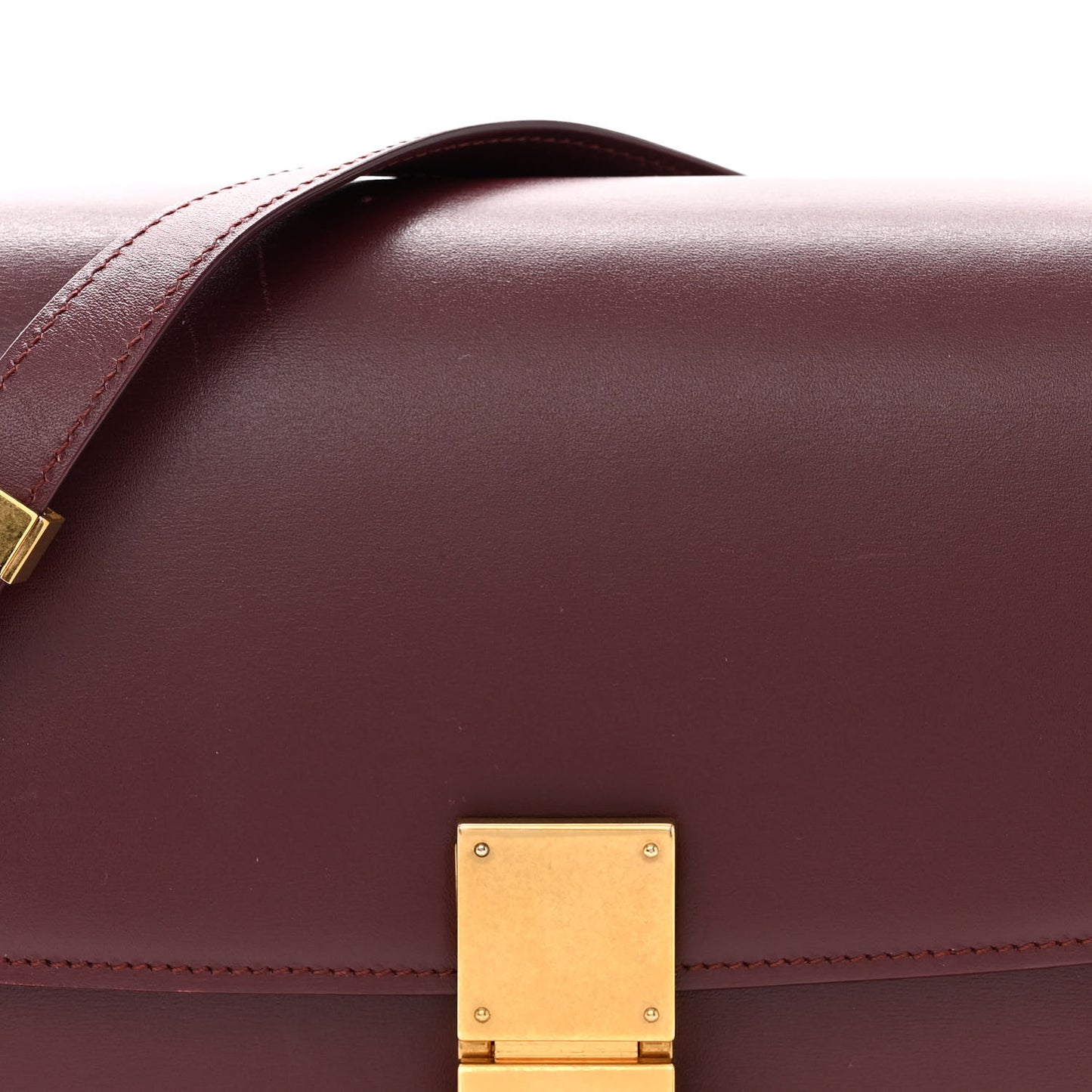 Box Calfskin Medium Classic Box Flap Bag Burgundy