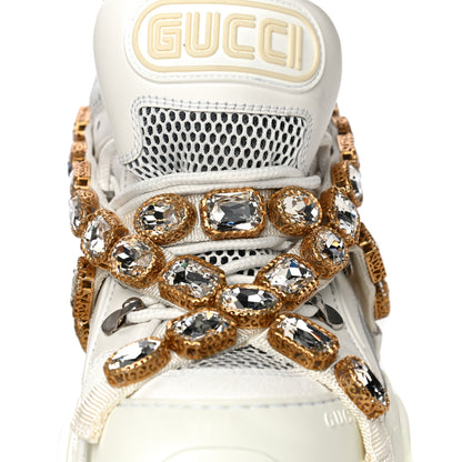 Gucci X SEGA Mesh Calfskin Suede Removable Crystals Womens Flashtrek Sneakers 38.5 Great White 12 of 15