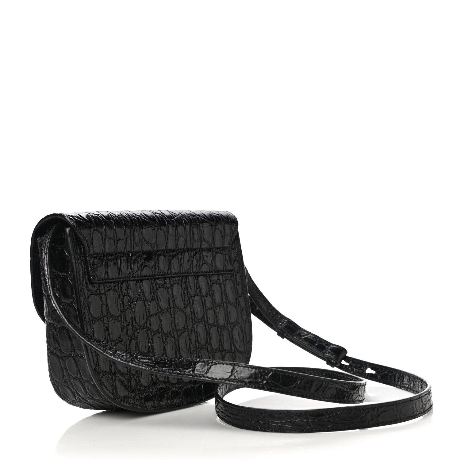 Saint Laurent Crocodile Embossed Calfskin Small Kaia Satchel Black 3 of 11