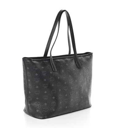 MCM Visetos Medium Anya Zip Top Shopper Tote Black 3 of 9
