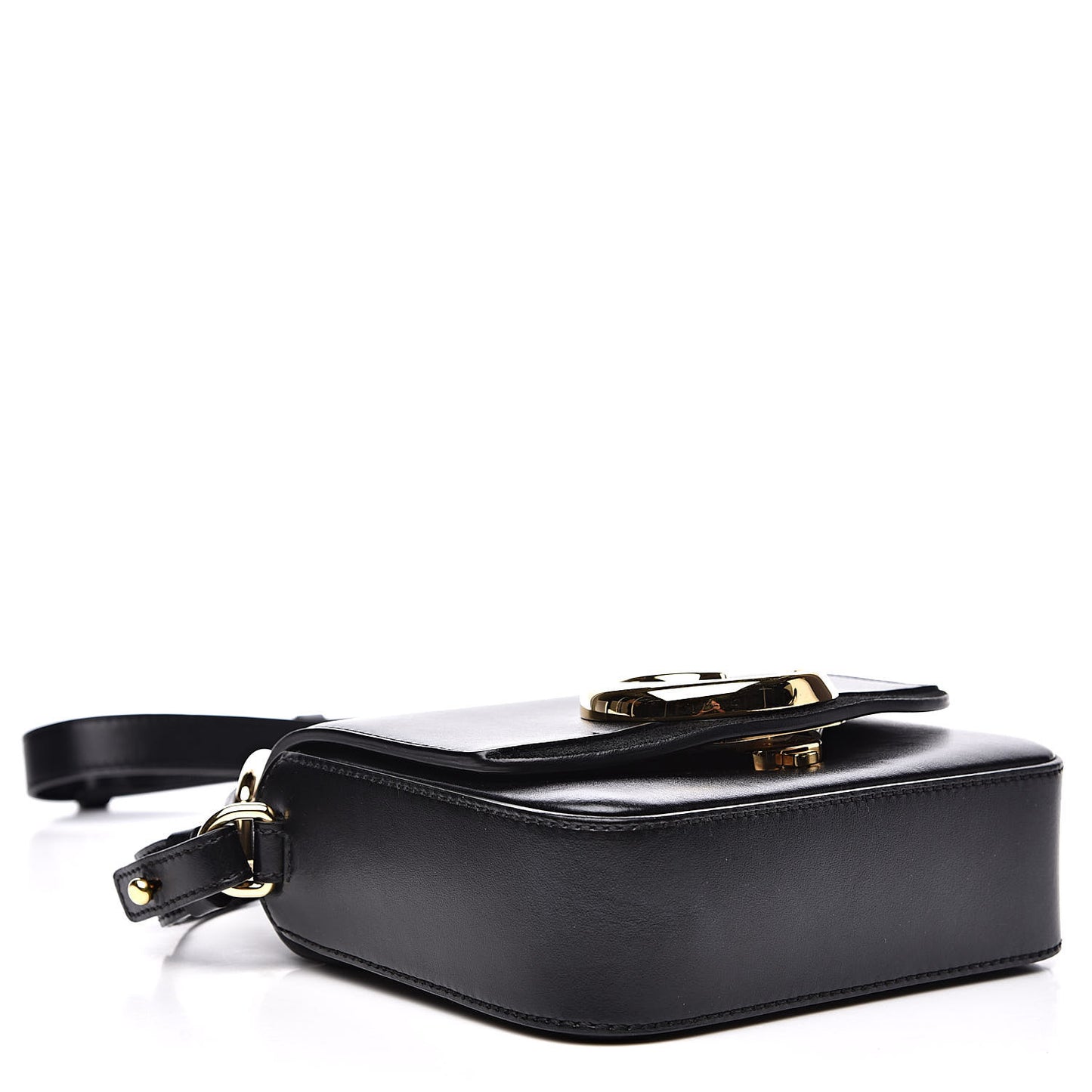 Shiny Calfskin Suede Mini C Double Carry Black