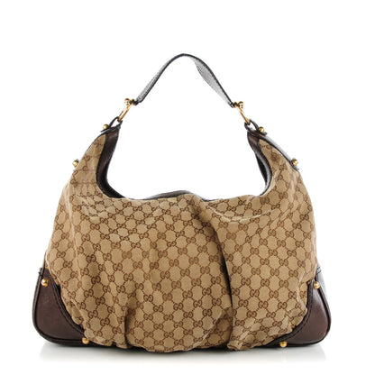 Gucci Monogram Large Jockey Hobo Dark Brown 1 of 8