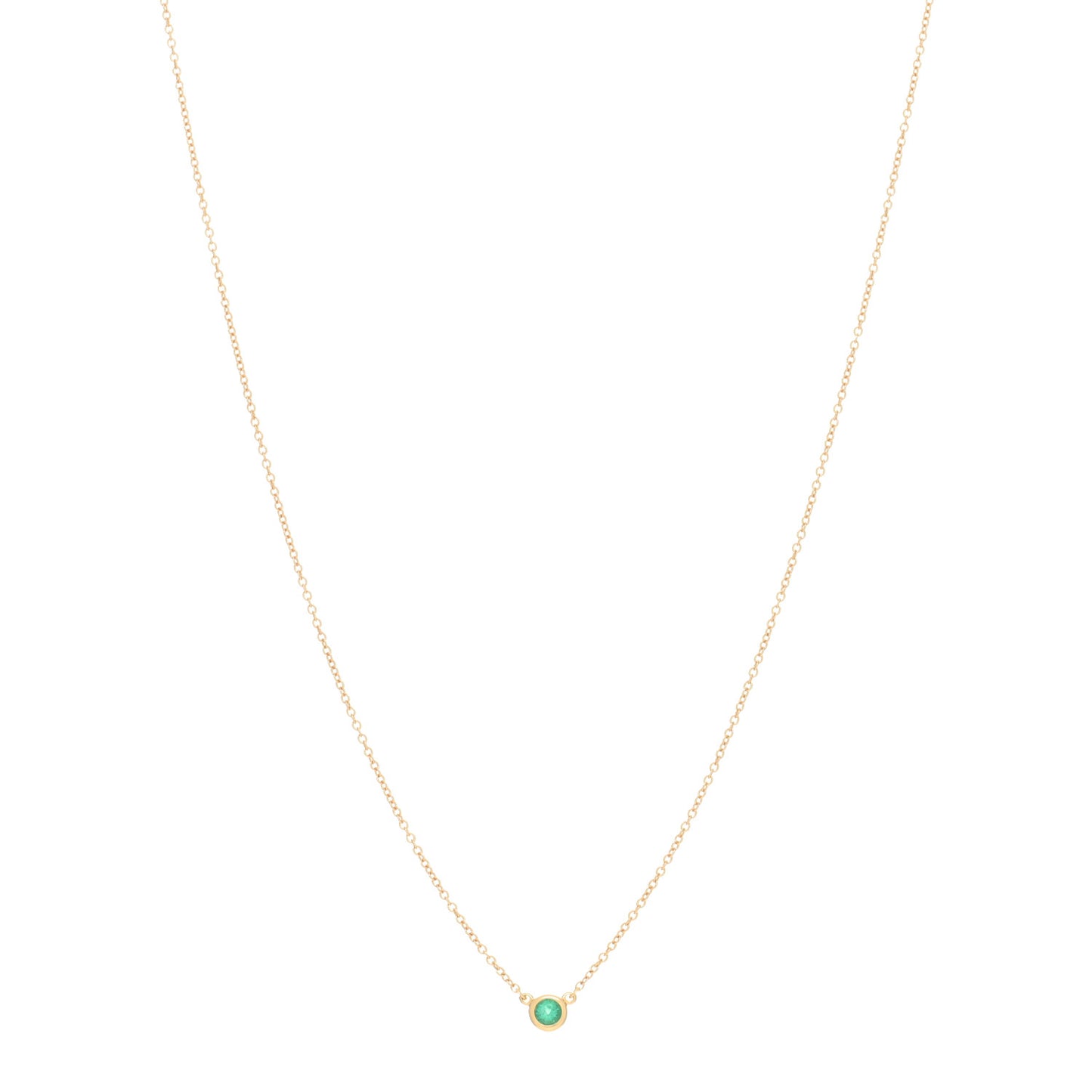 18K Yellow Gold Emerald .07ct Elsa Peretti Color By The Yard Pendant Necklace