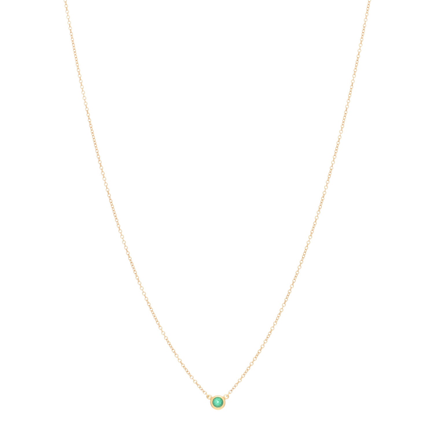 Tiffany 18K Yellow Gold Emerald .07ct Elsa Peretti Color By The Yard Pendant Necklace 1 of 3