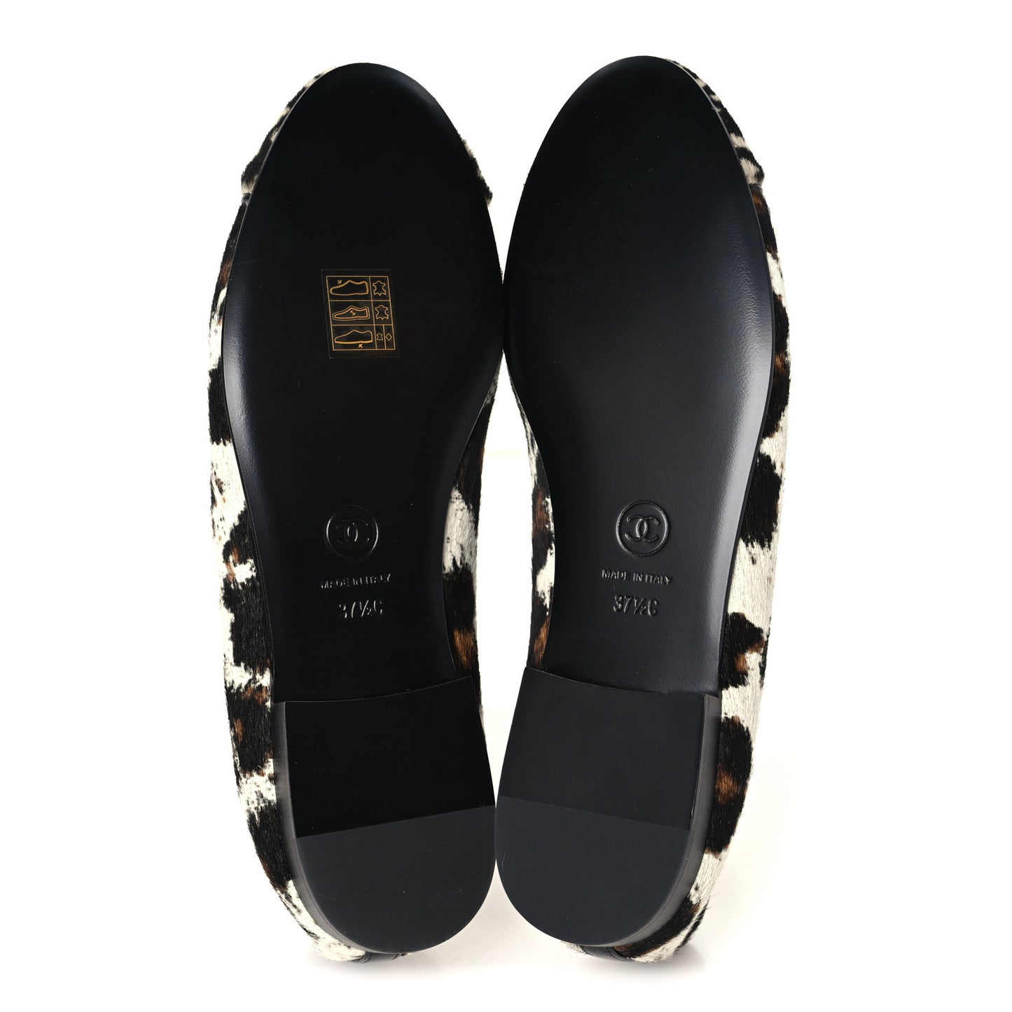 Pony Hair Calfskin Cap Toe CC Ballerina Flats 38.5 White Brown Black 37.5 White Brown Black