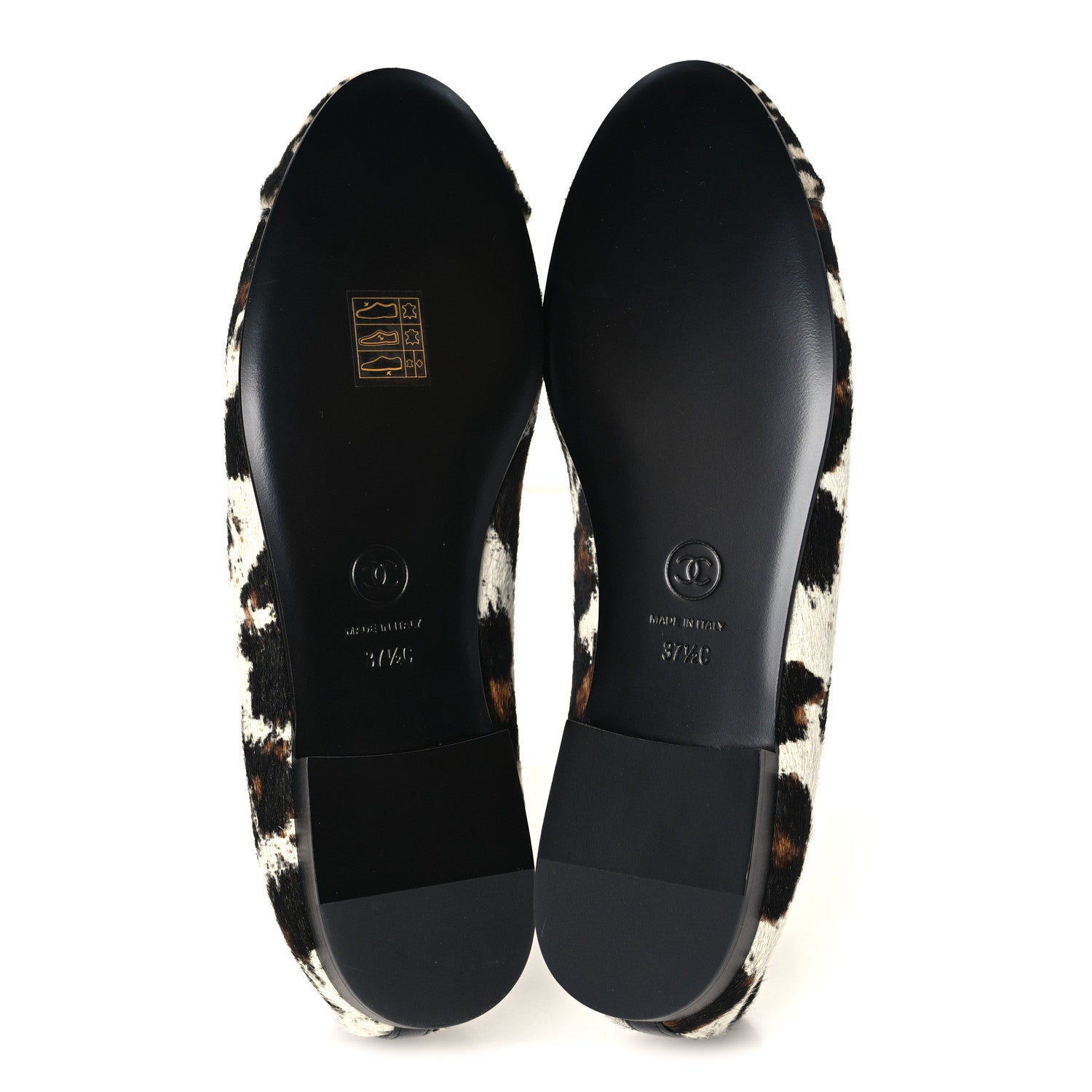 Chanel Pony Hair Calfskin Cap Toe CC Ballerina Flats 38.5 White Brown Black 37.5 White Brown Black 6 of 10