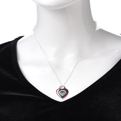 Tiffany Sterling Silver Enamel Return to Tiffany Heart Tag Pendant Necklace Red 2 of 6