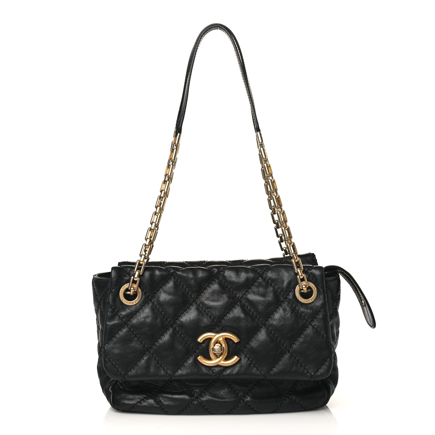 Calfskin Quilted Retro Chain Camera Case Black