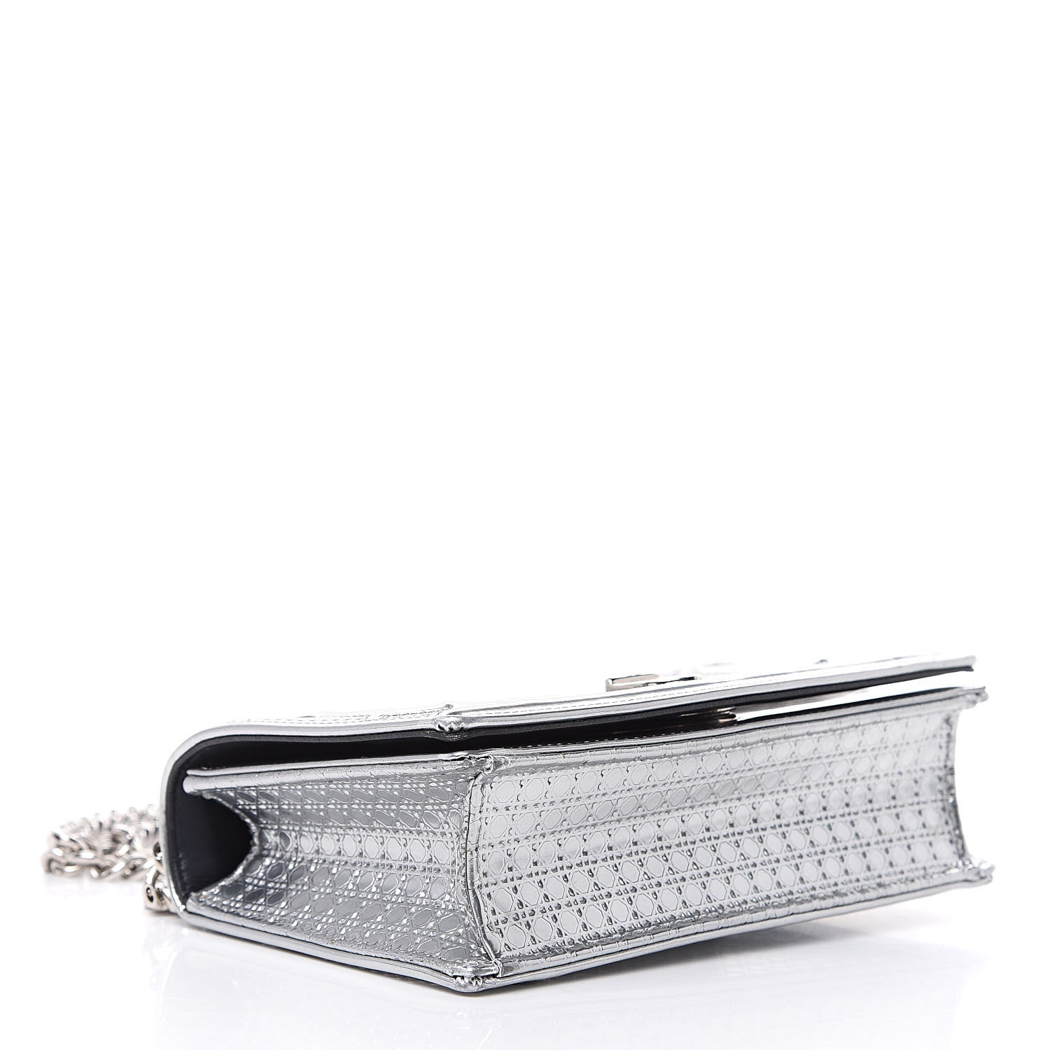 Christian Dior Metallic Patent Micro-Cannage Mini Diorama Flap Bag Silver 4 of 11