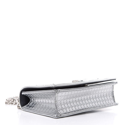 Christian Dior Metallic Patent Micro-Cannage Mini Diorama Flap Bag Silver 4 of 11