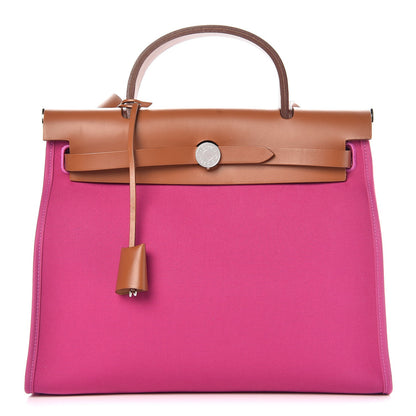 Hermes Vache Hunter Toile Herbag Zip 31 PM Magnolia Fauve 1 of 9