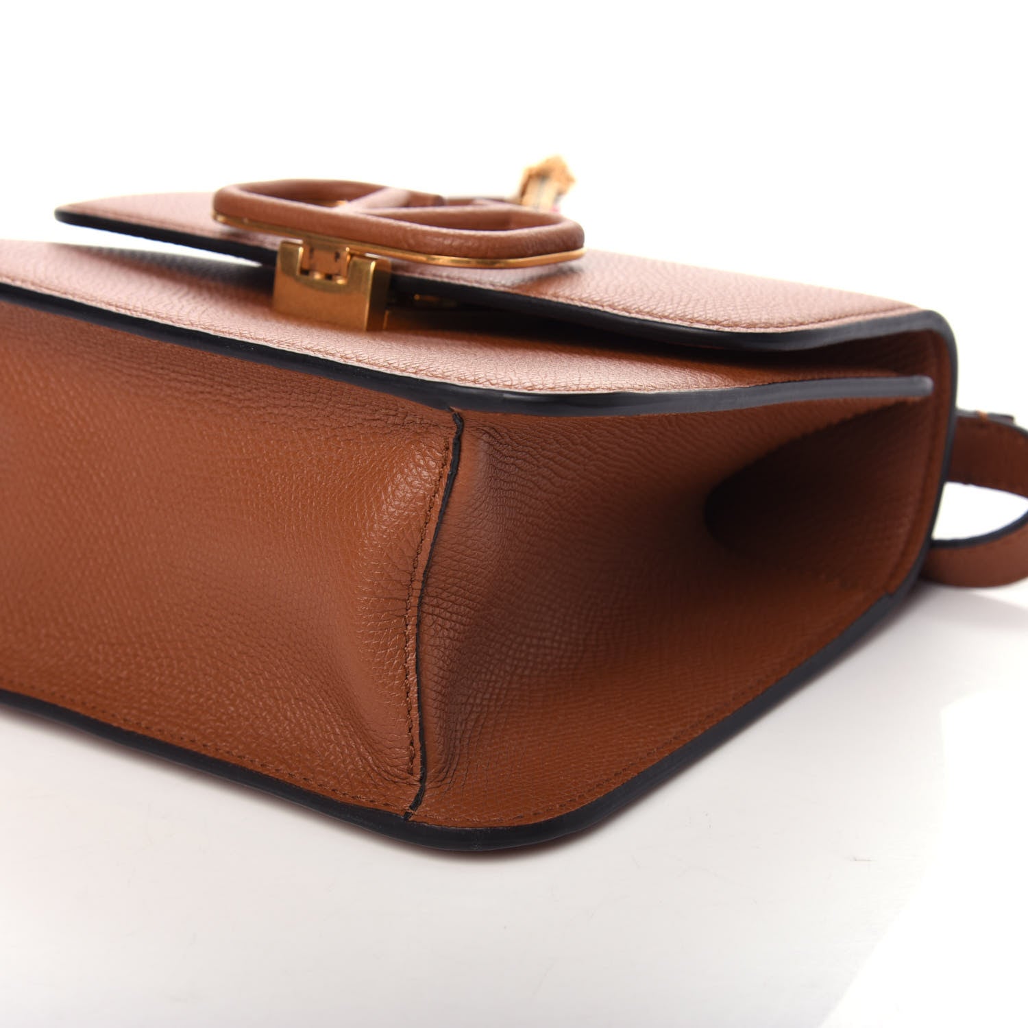 Valentino Garavani Grainy Calfskin Small VSling Shoulder Bag Saddle Brown 8 of 8