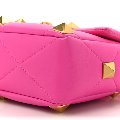 Valentino Garavani Nappa Large Roman Stud Shoulder Bag Pink PP 8 of 12