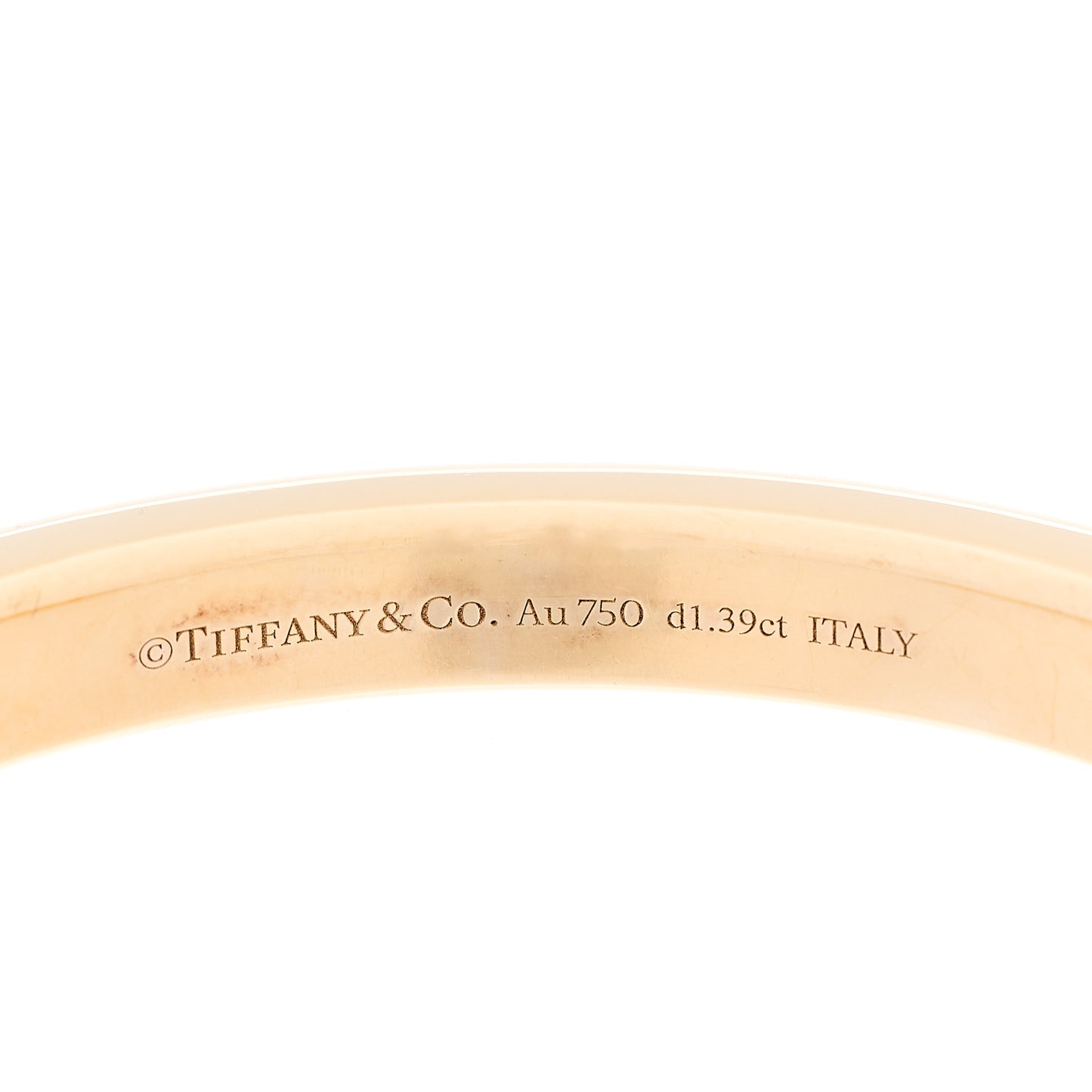 18K Yellow White Gold Diamond Tiffany Lock Half Pave Bangle Bracelet