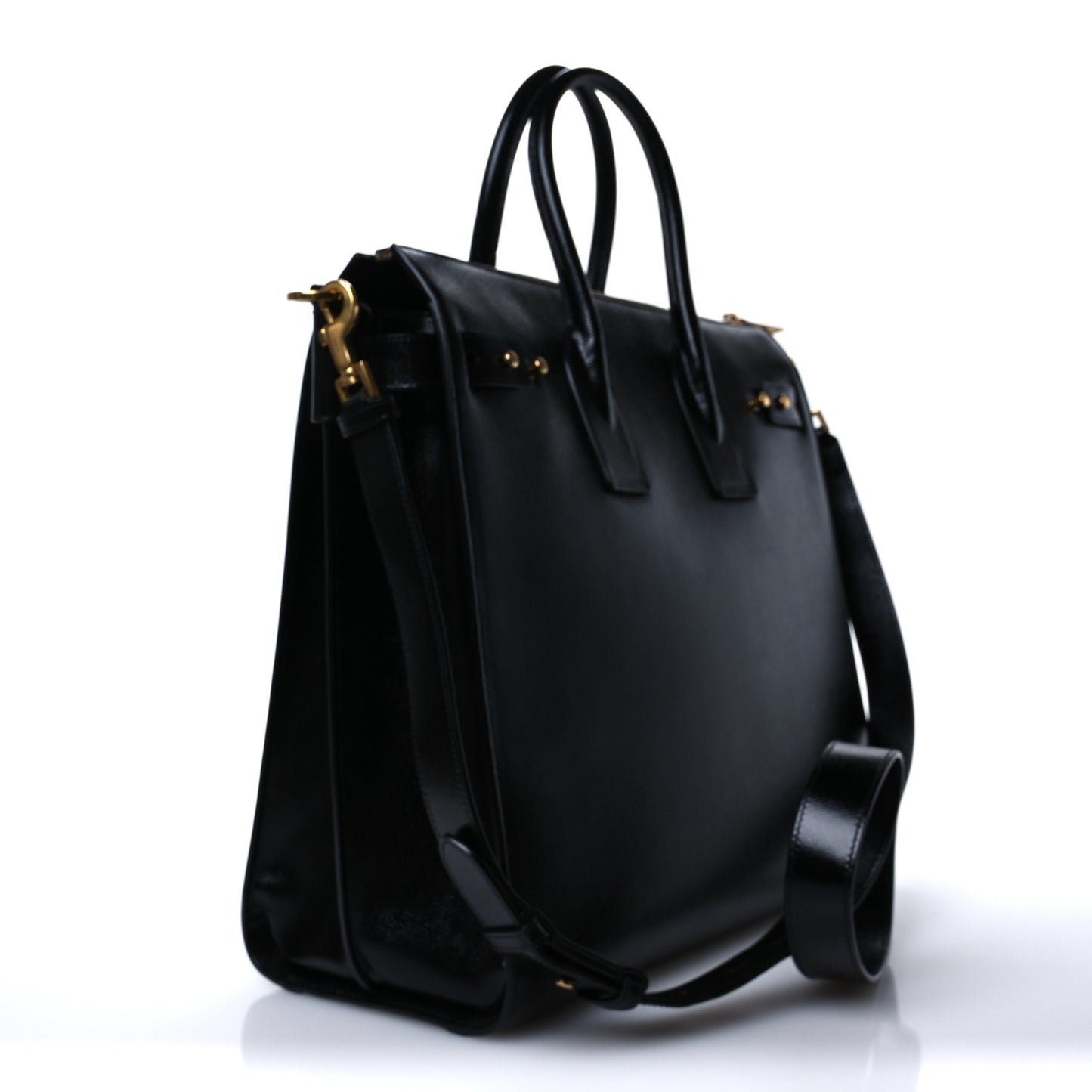 Patent Grain De Poudre  Sac De Jour Souple North South Tote Black