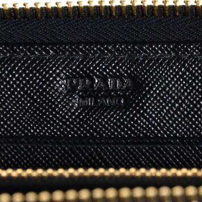 Prada Saffiano Metal Zip Around Wallet Nero Black 6 of 10