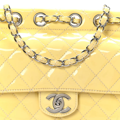 Chanel Patent Quilted Jumbo Diagonal CC Flap Yellow 8 of 11