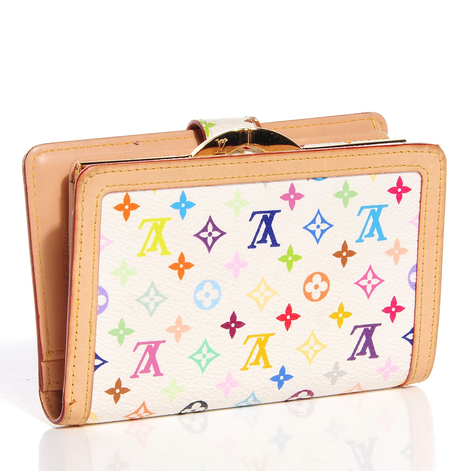 Louis Vuitton Monogram Multicolor French Purse Wallet White 3 of 7