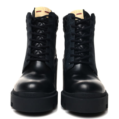 Gucci Magnum Calfskin Nappa Quilted Lace Up Ankle Boots 40 Black 2 of 8