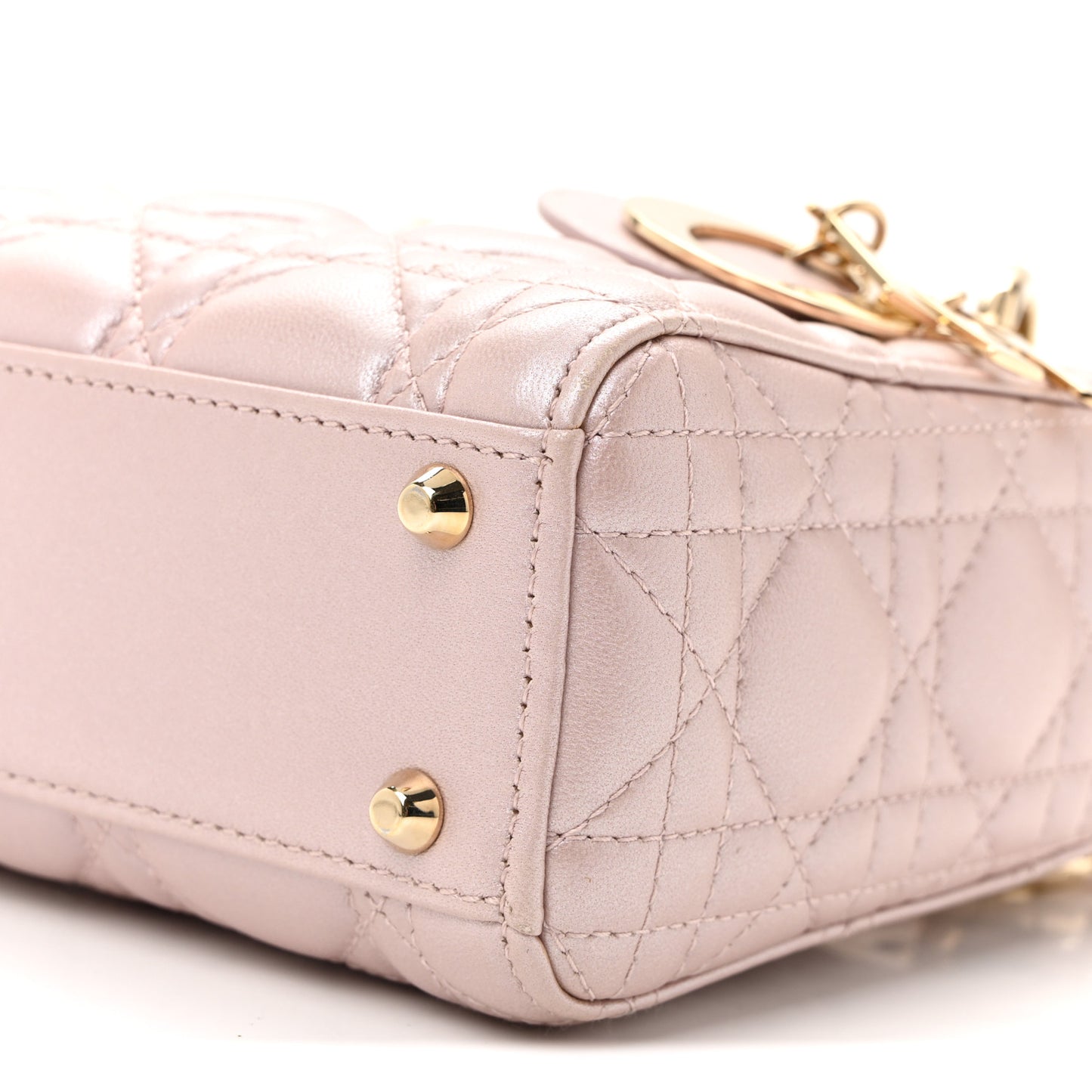 Metallic Lambskin Cannage Mini Lady Dior Lotus