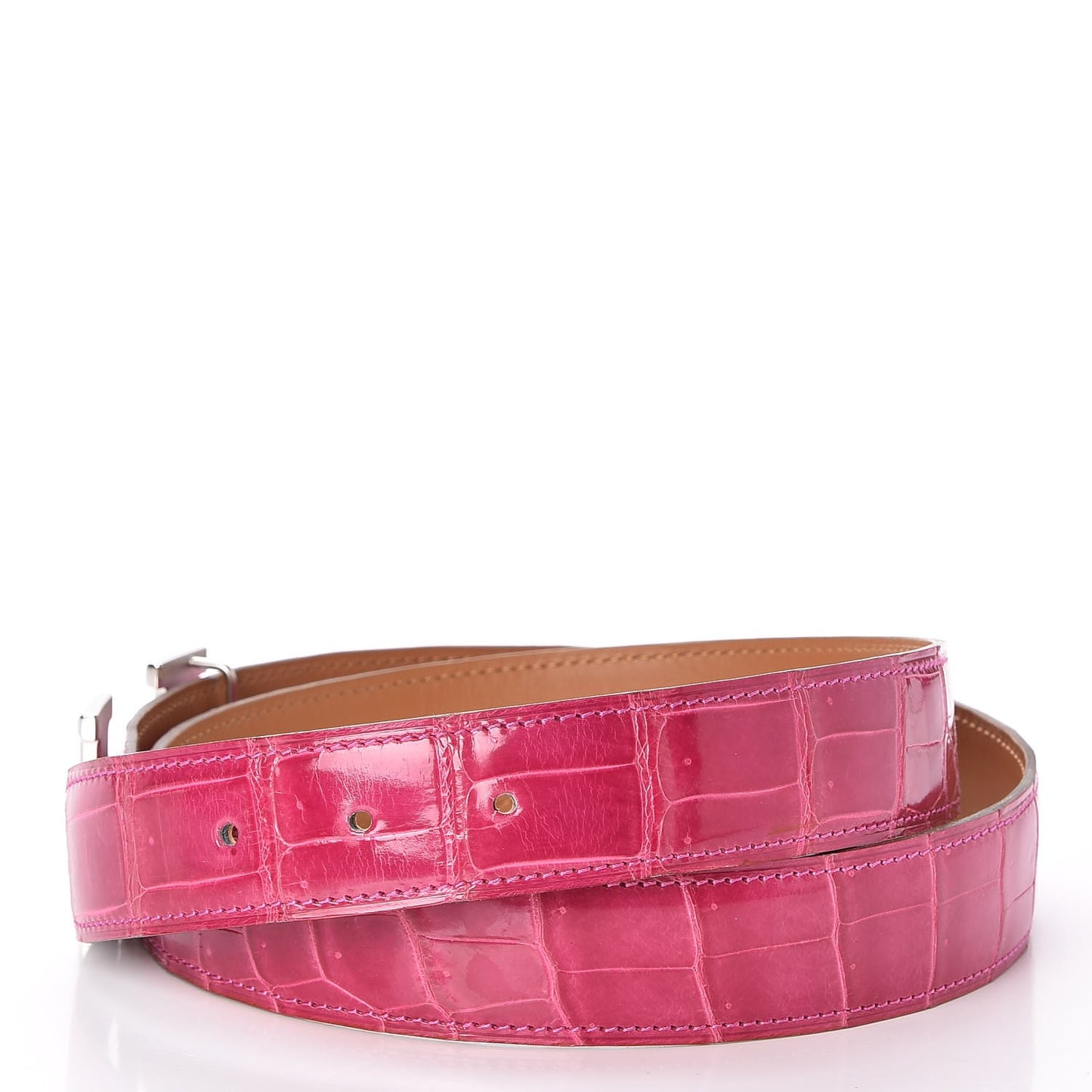 Shiny Porosus Crocodile 32mm H Belt 90 Fuchsia