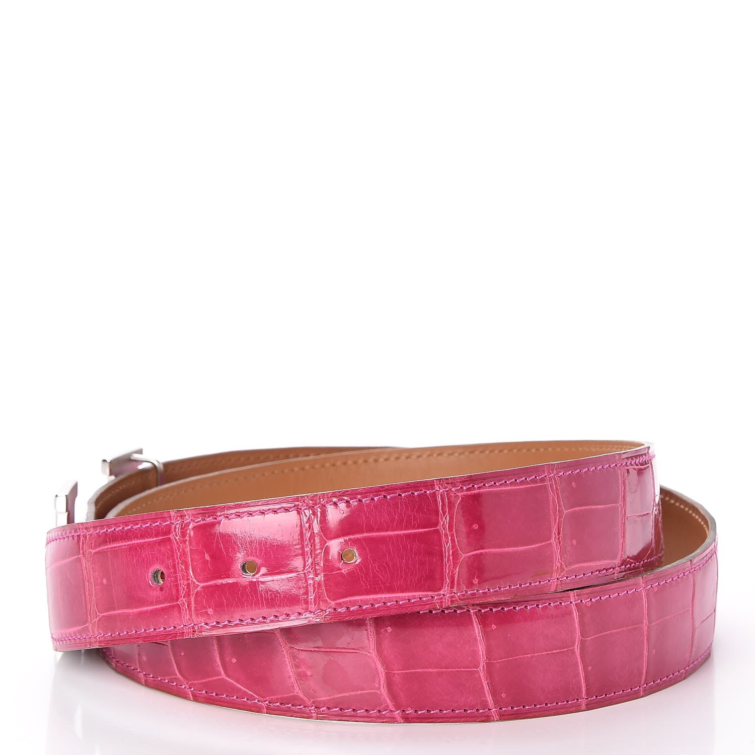 Hermes Shiny Porosus Crocodile 32mm H Belt 90 Fuchsia 4 of 5