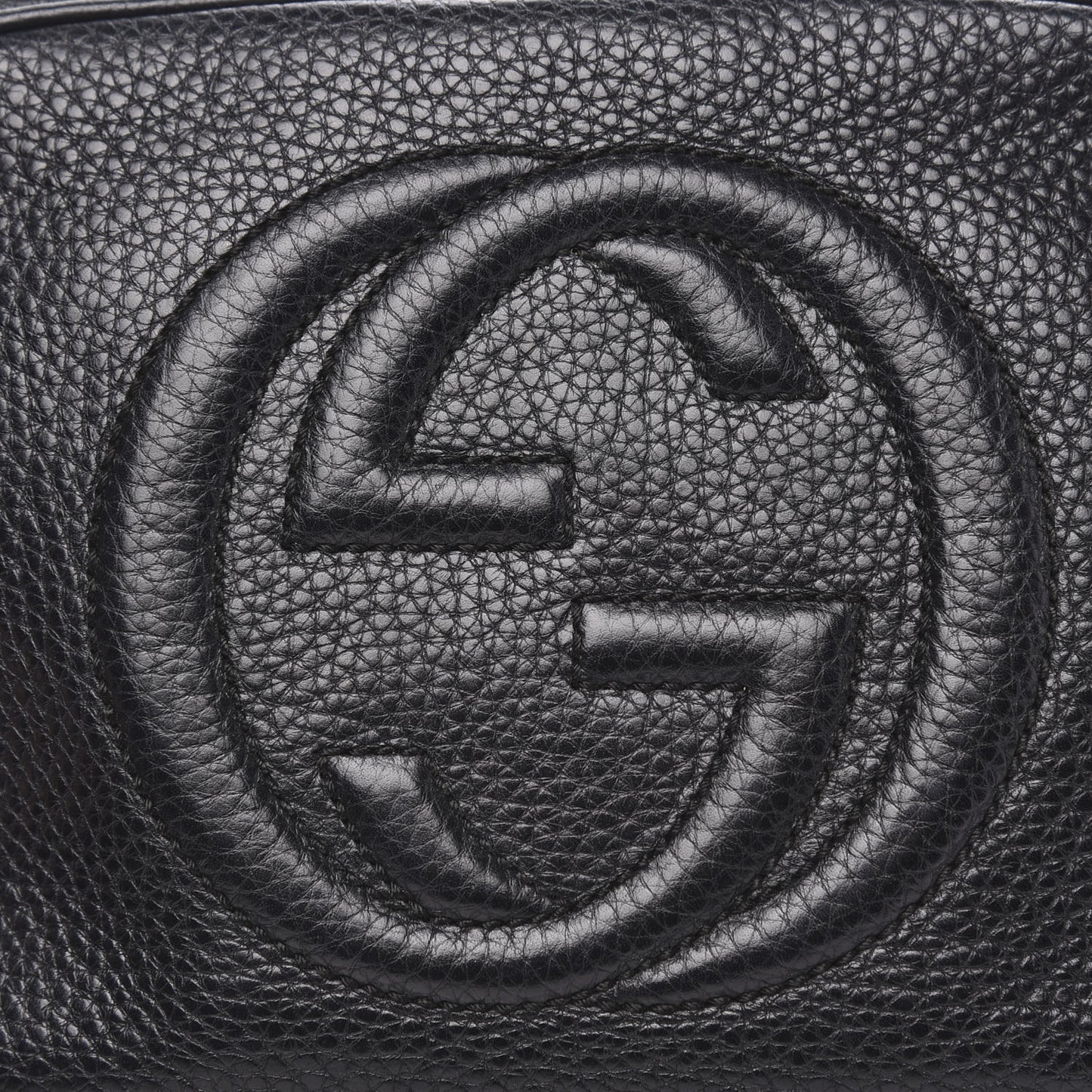 Pebbled Calfskin Small Soho Disco Bag Black