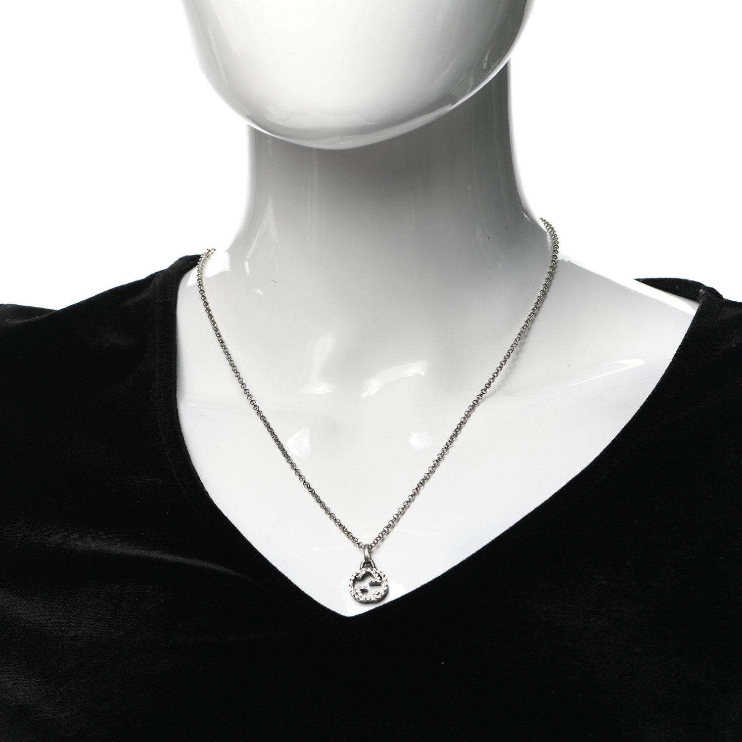 Gucci Sterling Silver Interlocking G Pendant Necklace 2 of 5