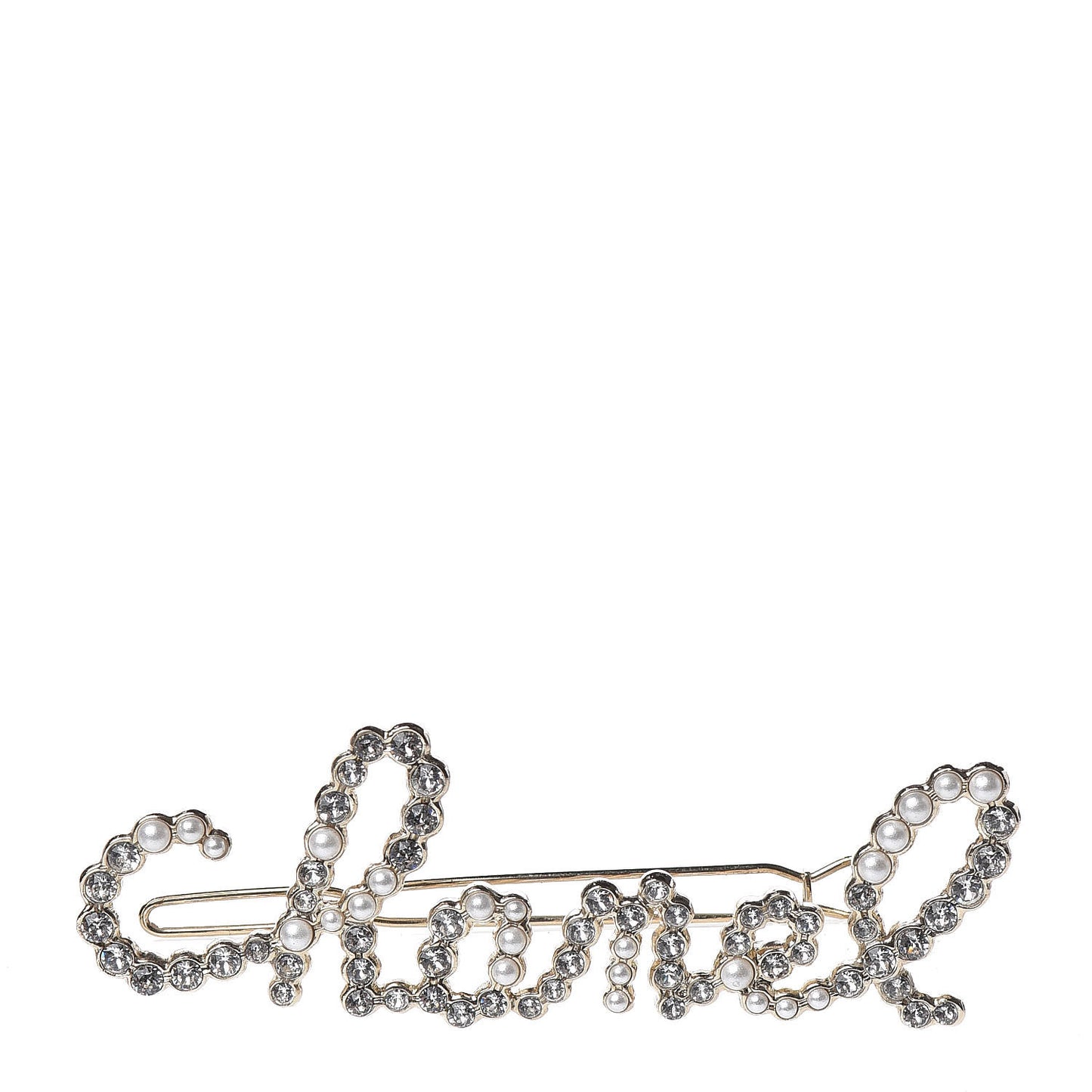 Metal Glass Swirling Pearls Hair Clip Gold