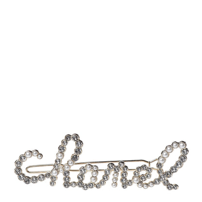 Chanel Metal Glass Swirling Pearls Hair Clip Gold 1 of 4