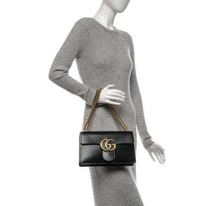 Gucci Knight Calfskin Medium GG Marmont Chain Handle Bag Black 2 of 6