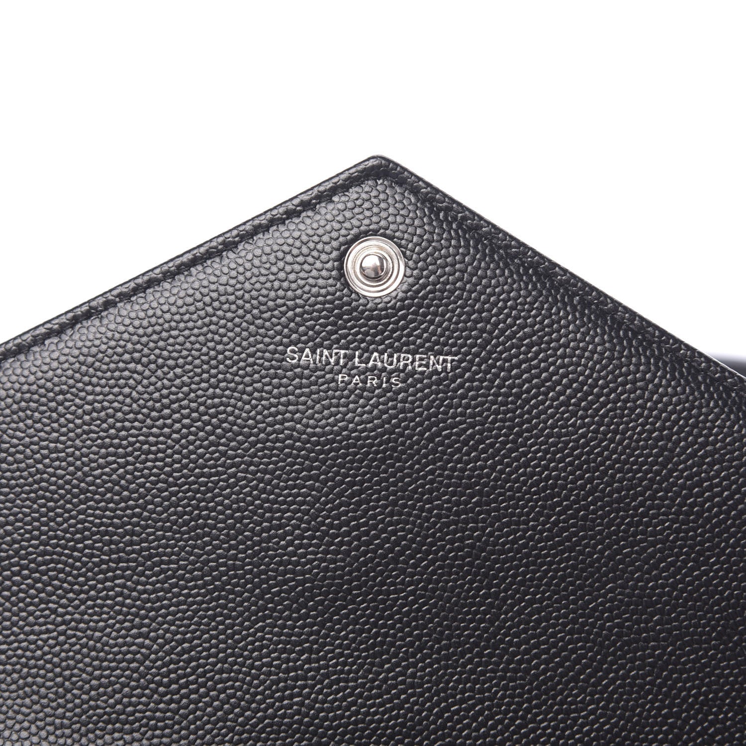 Saint Laurent Grain De Poudre Matelasse Chevron Monogram Envelope Chain Wallet Black 8 of 11
