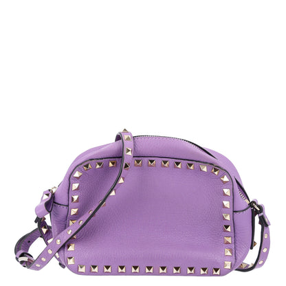 Valentino Garavani Pebbled Calfskin Rockstud Camera Crossbody Bag Purple 1 of 9