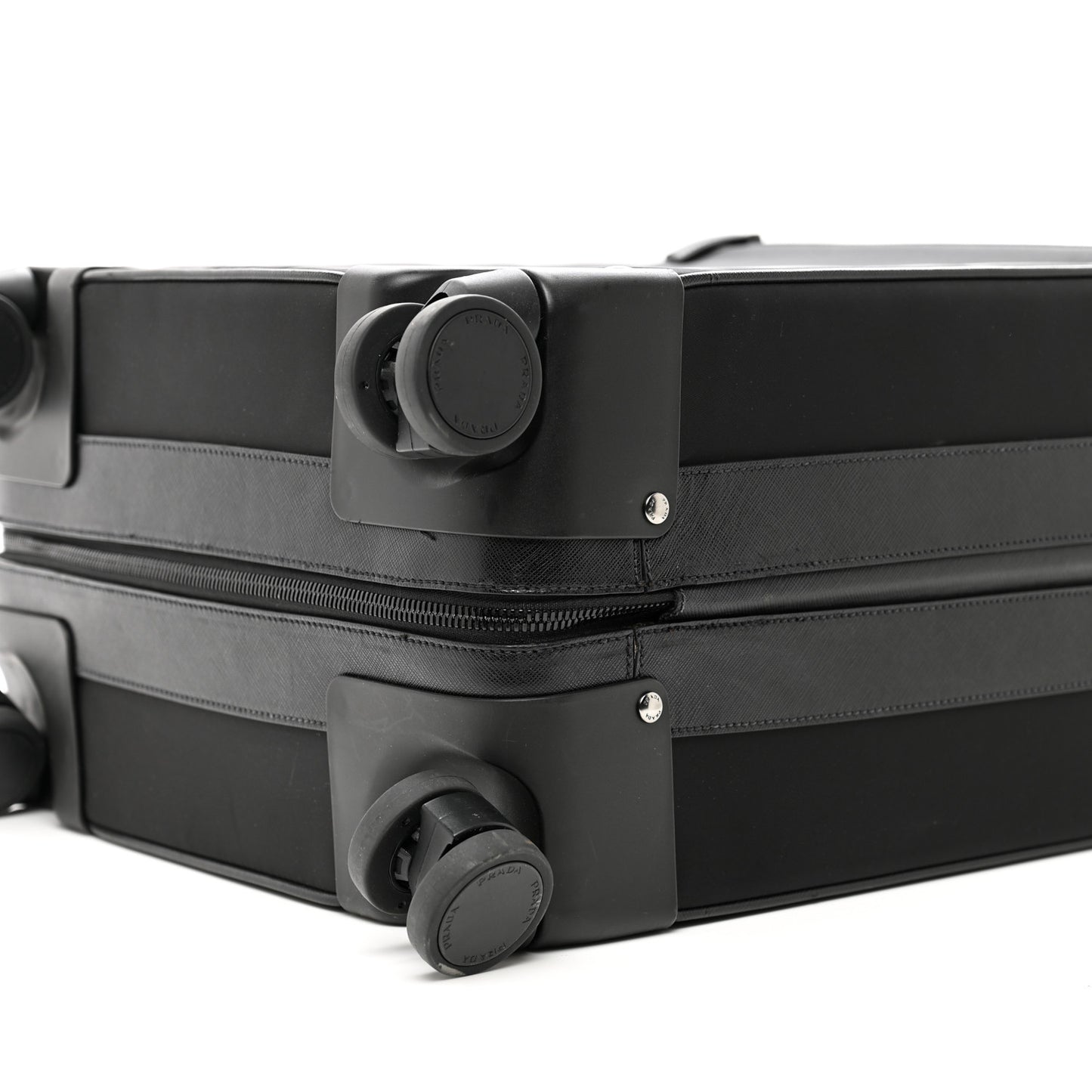 Tessuto Nylon Saffiano Trolley Luggage Black